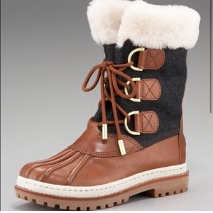 Tory Burch Sheep Fur “duck boots”